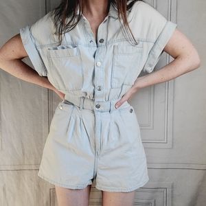 Zara Denim Button Utilitarian Romper